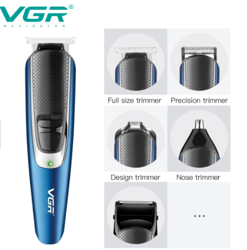 VGR® Επαγγελματική Επαναφορτιζόμενη Κουρευτική Μηχανή 10W Ρυθμιζόμενου Μήκους 1-12mm 5in1 Kit Fast Charging Hair Trimmer V-172